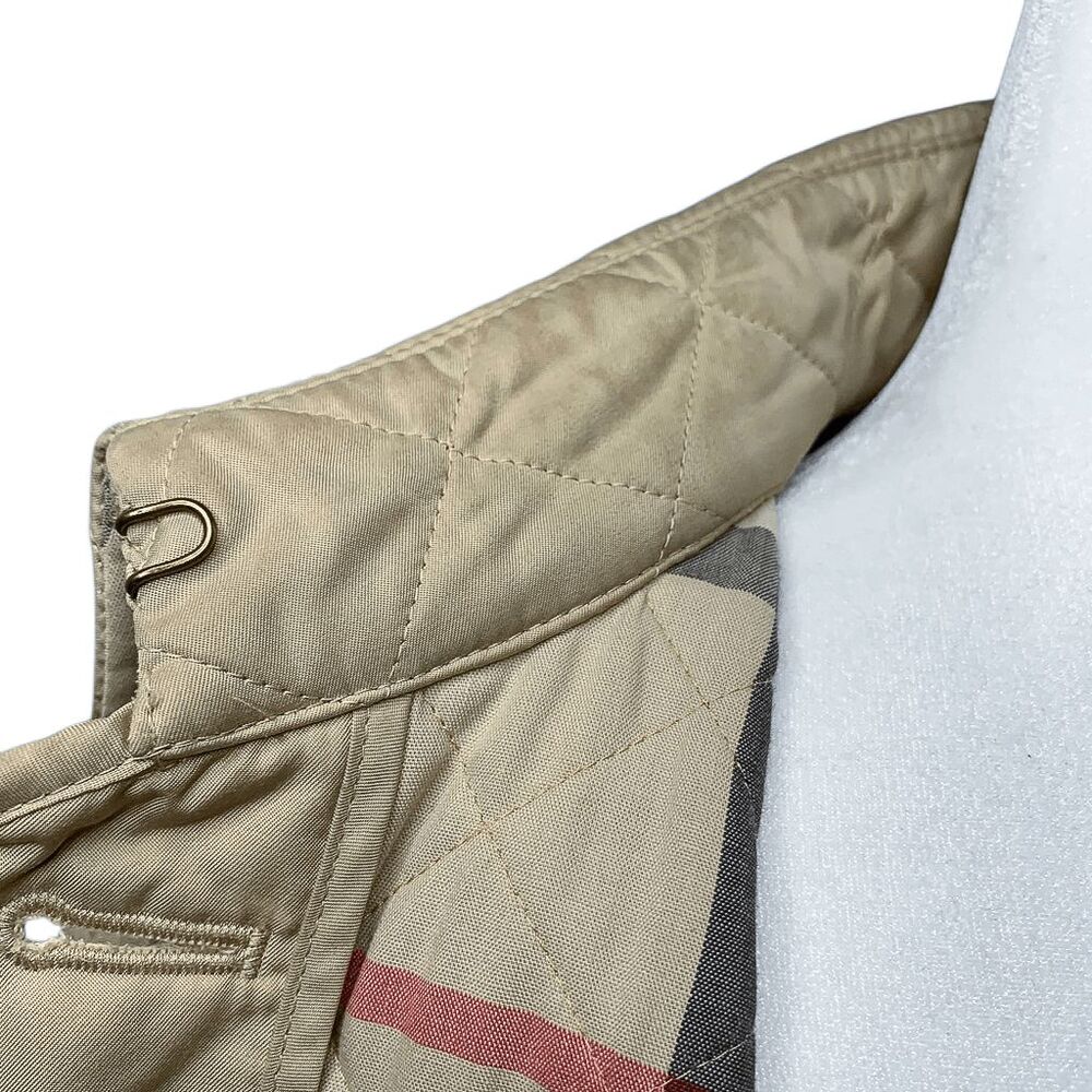 Burberry Brit Women’s Small Beige Quilted Jacket Nova Check Cuffs Classic Coat - Picture 9 of 13
